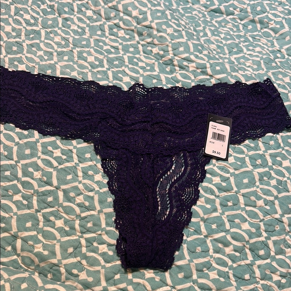 Fredericks of Hollywood Lace Thong in Deep Purple